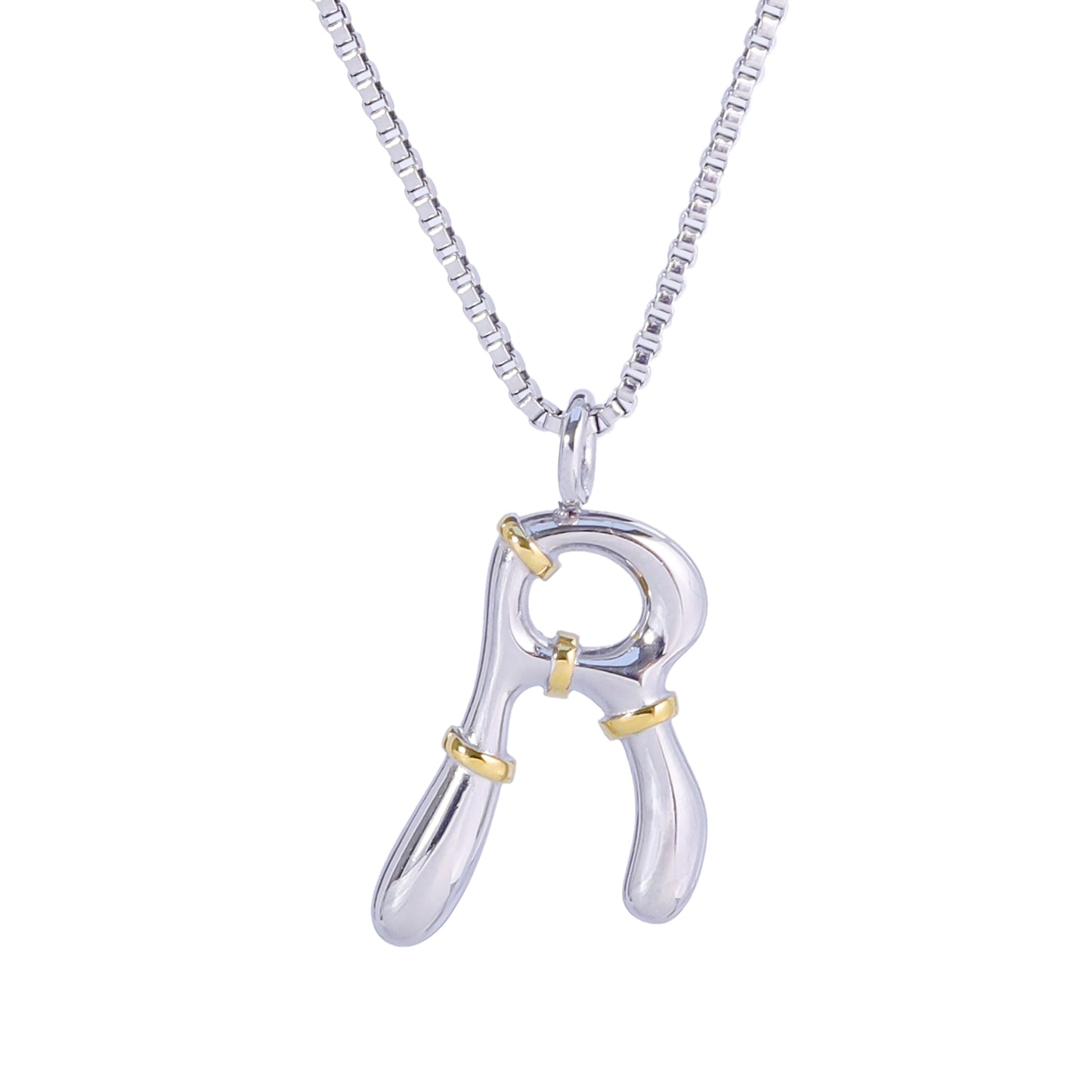 Silver Letter Necklaces with Unique Design and Gold Accents