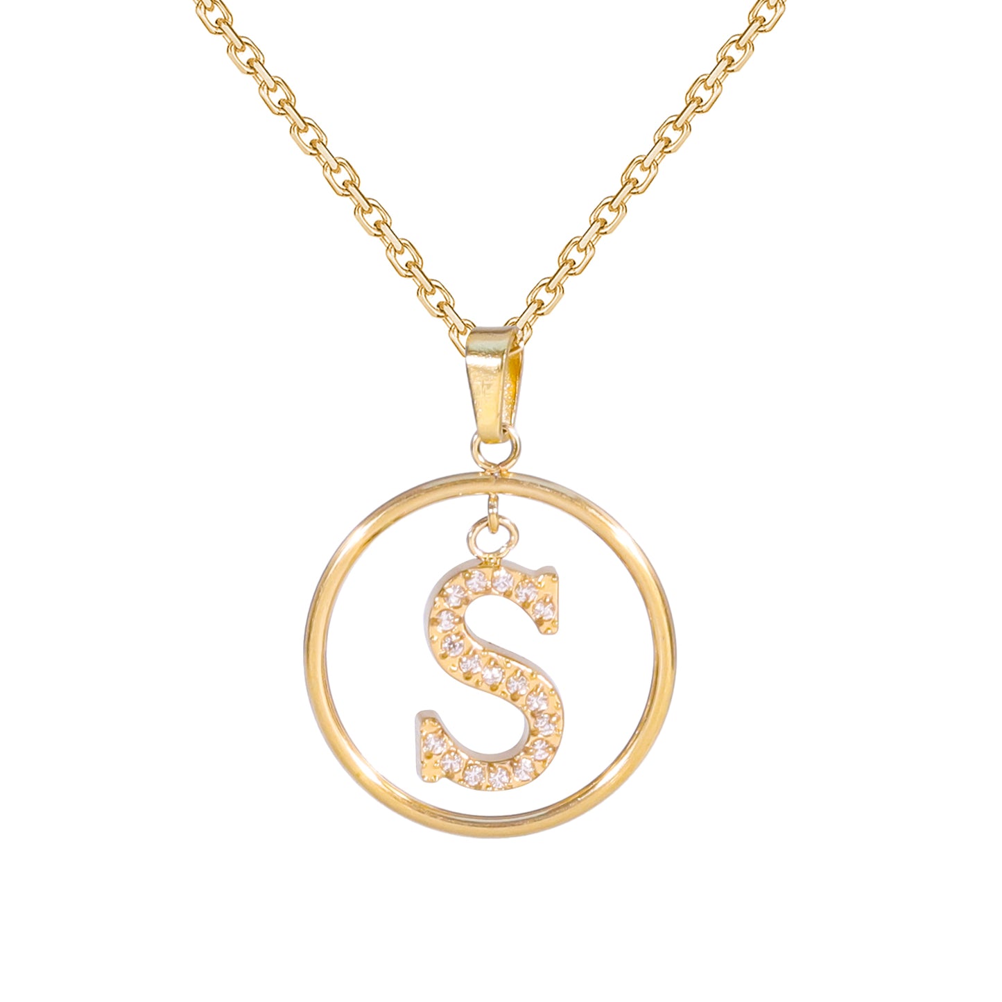 Golden Letter Necklaces with Diamond - Embellished Circles: A Touch of Glamour