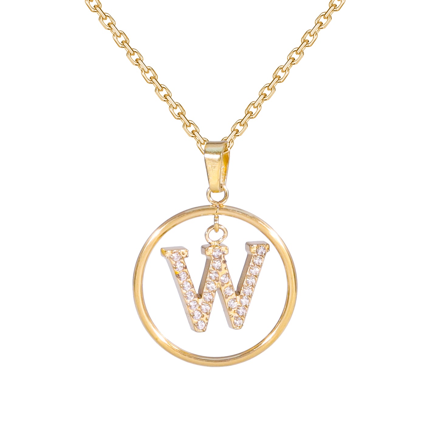 Golden Letter Necklaces with Diamond - Embellished Circles: A Touch of Glamour