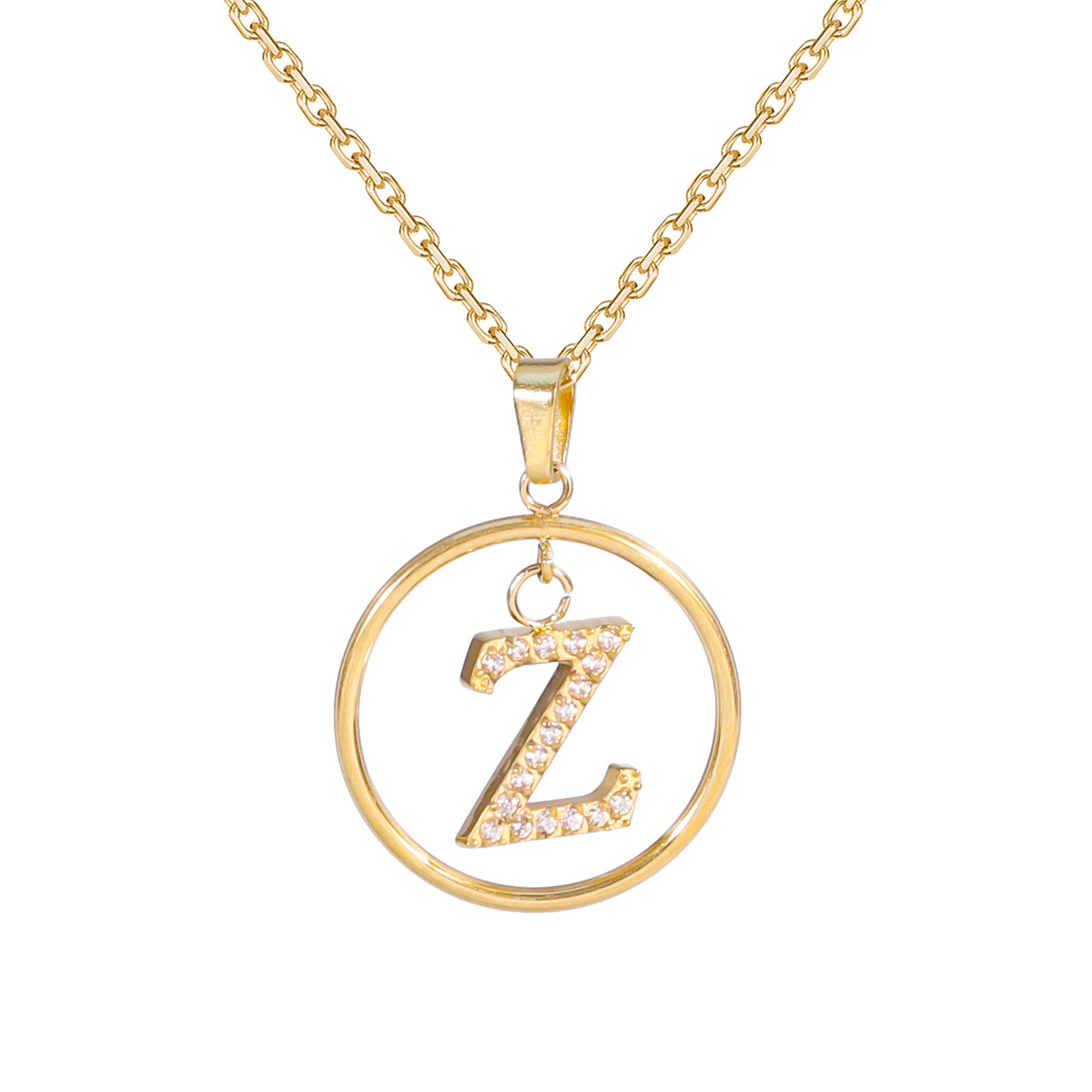 Golden Letter Necklaces with Diamond - Embellished Circles: A Touch of Glamour